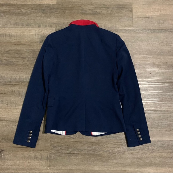 Banana Republic Preppy red collar BlazerJacket BasicTwo buttons navy career US 2 - Picture 10 of 10